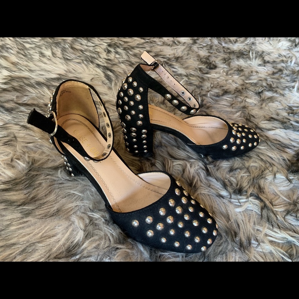 Size 8 Black with Studs Heeled Sandals